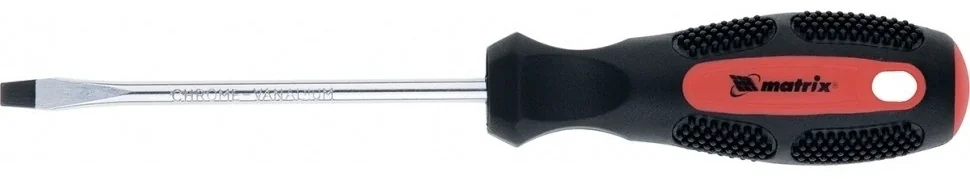 Отвертка Anti-Slip, SL5,0х100 мм, CrV, 2к рукоятка// Matrix