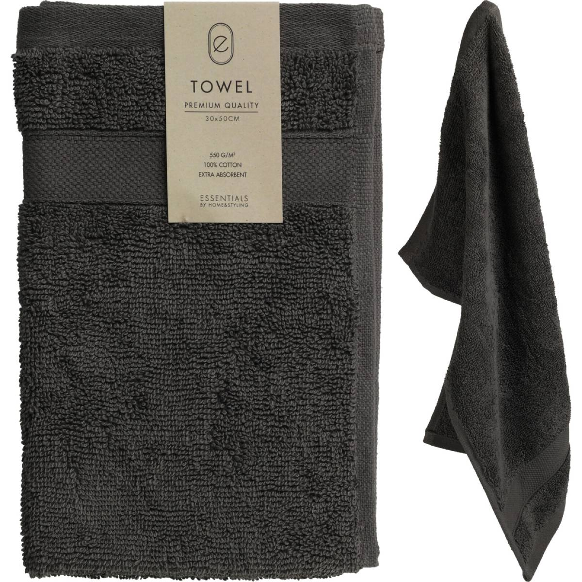 Полотенце махровое 30х50 см антрацит HD1001020 К