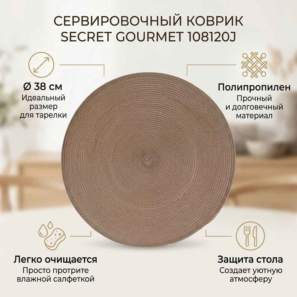 Мат на стол  SG 38 круглый коричневый 108120J