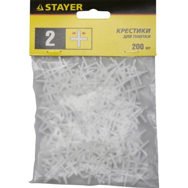 Крестики STAYER для кафеля, 2мм, 200шт