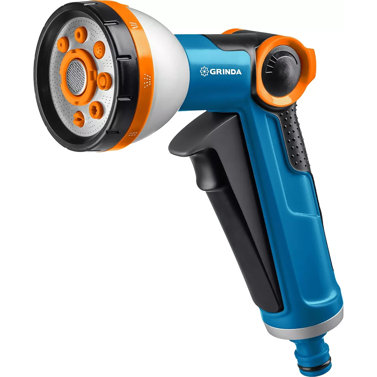 Пистолет поливочный GRINDA, X-8, с регулятором напора, 8 режимов, курок спереди, двухкомпонентный, P