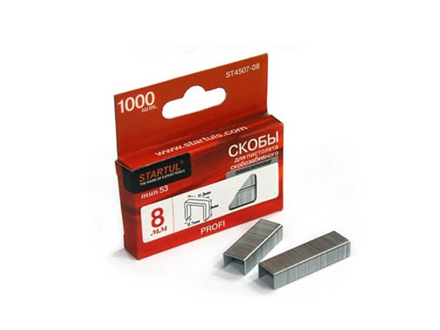 Скобы закалённ. 12мм тип 53 (1000шт) STARTUL PROFI (ST4507-12)