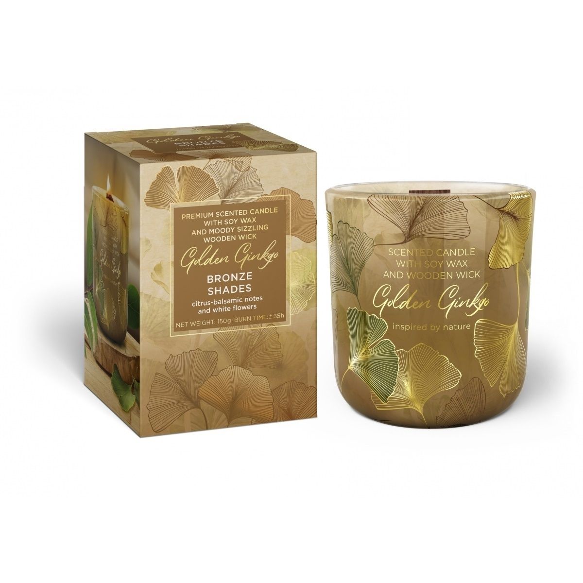 Аромасвеча BARTEK в стакане 150 г Золотой гинко (Golden Ginko) 
