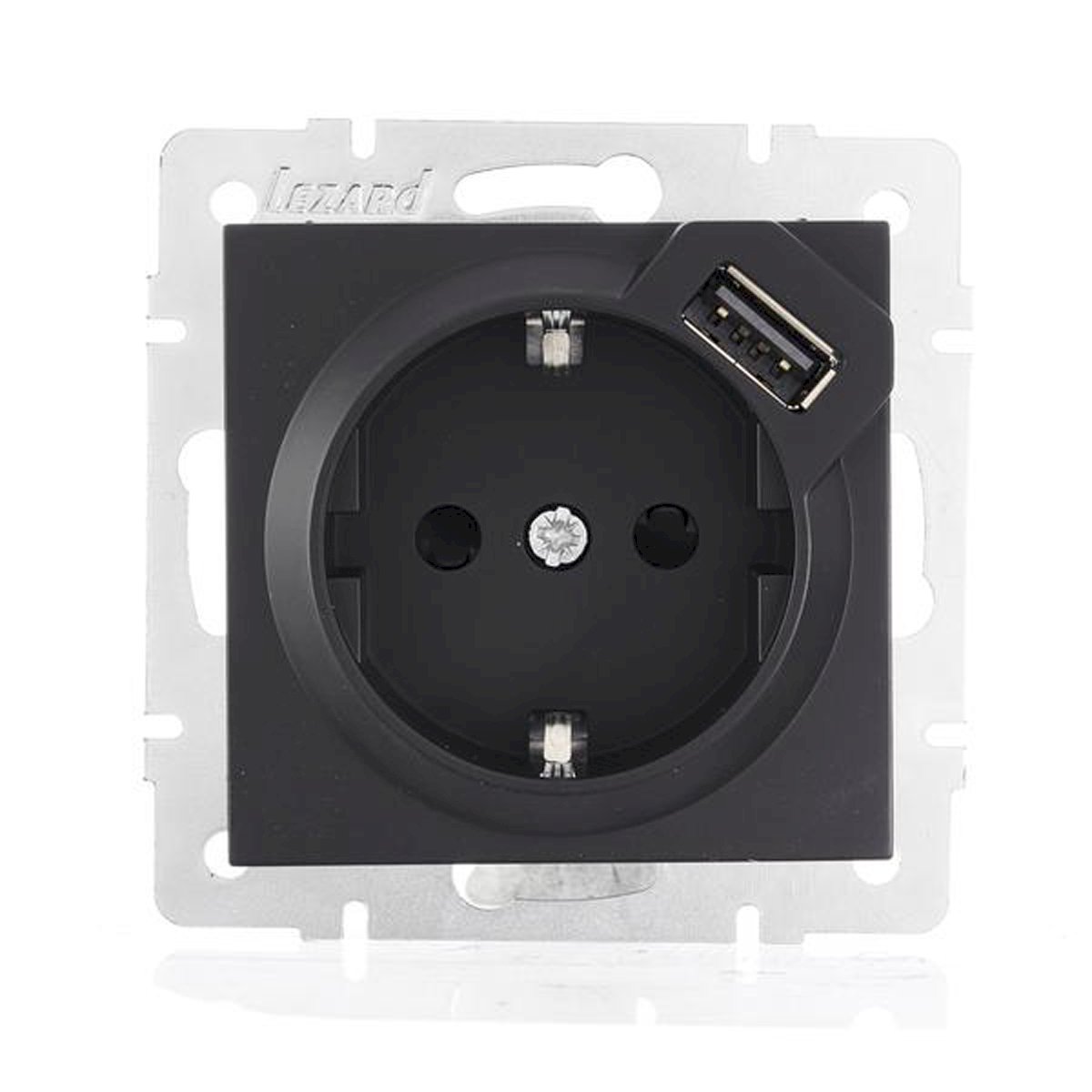 Розетка VESNA 742 3488 181T с/з с USB+Type графит (механизм)