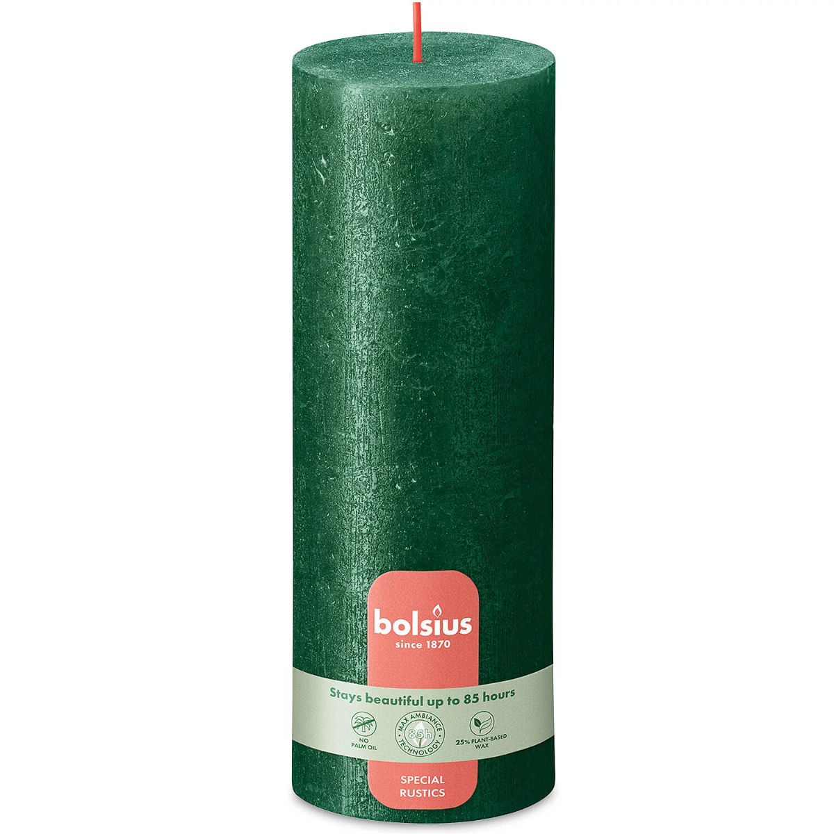 Свеча столбик Bolsius Rustic Metallic 19х6,8 см Pine Green
