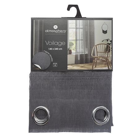 Тюль Atmosphera SAB 140х240 см серый 168809B