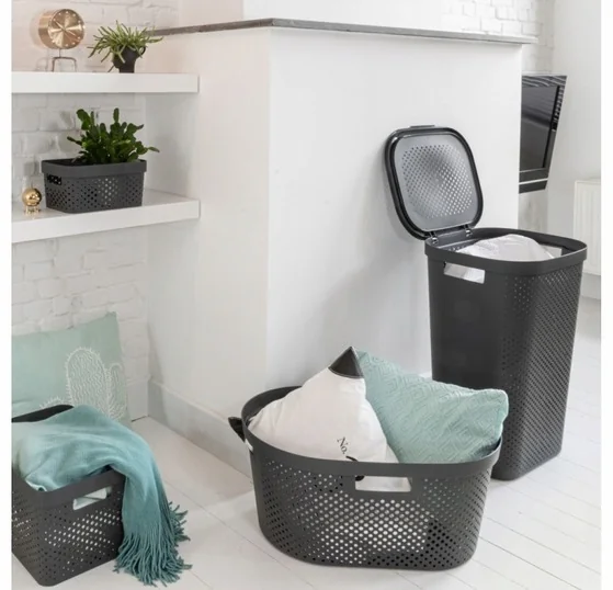 Корзина для белья Curver Infiniti Recycled 40л темно-серый 245675