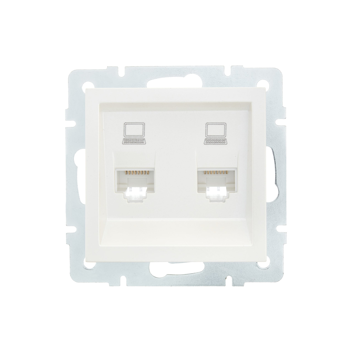 Розетка VESNA 742-3588-141 компьютерная двойная платина (механизм)