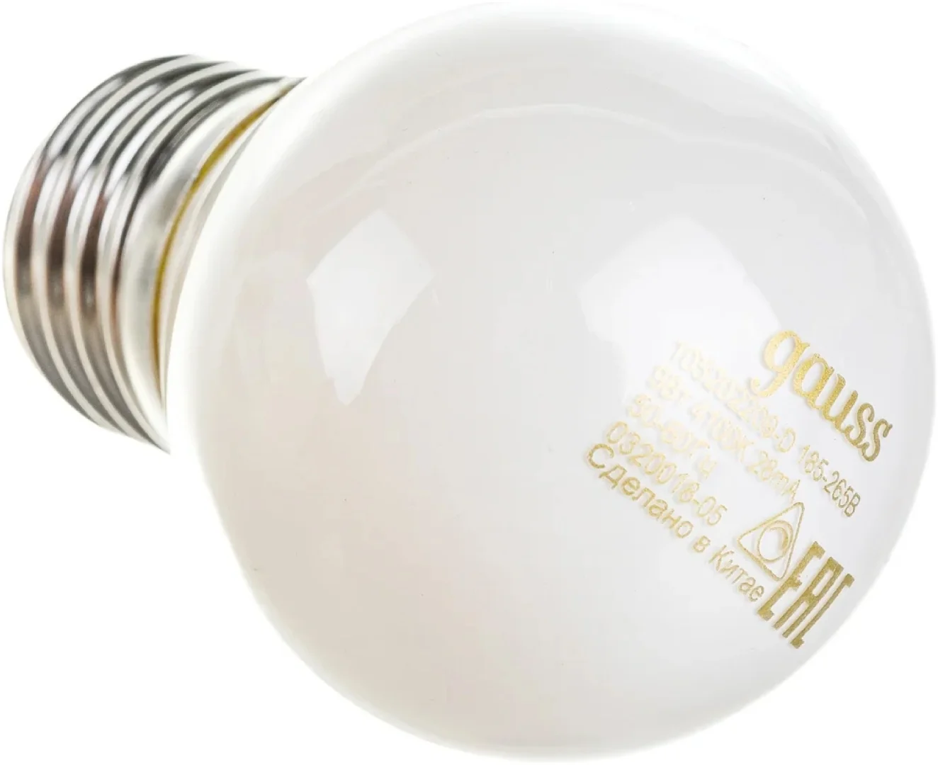 Лампа Gauss LED Filament Шар 9W E27 610 lm 4100K milky диммир.105202209-D