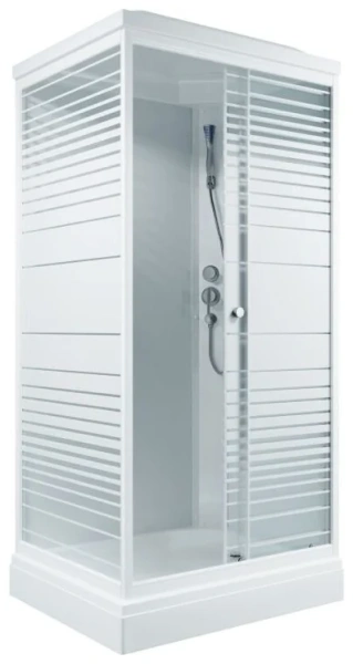 Душевая кабина Triton Квадро 100*80 А" прямоуг. низ. подд., Белый, Полосы, ДН4 (КР10,Дверь слайд 100