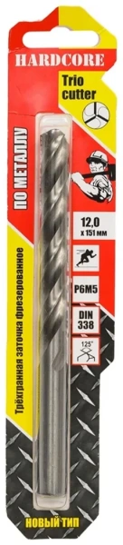 Сверло по металлу 12.0х151мм Р6М5 "Hardcore" Trio Cutter