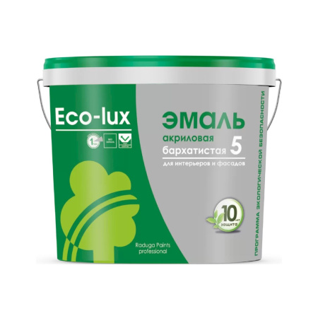 Эмаль "Eco-lux" для интерьеров и фасадов "Радуга-113" акриловая 9 л