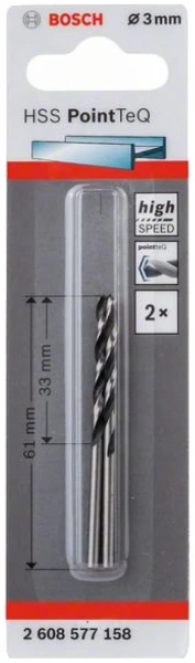 Сверло по металлу 2 HSS PointTeQ  3.0mm