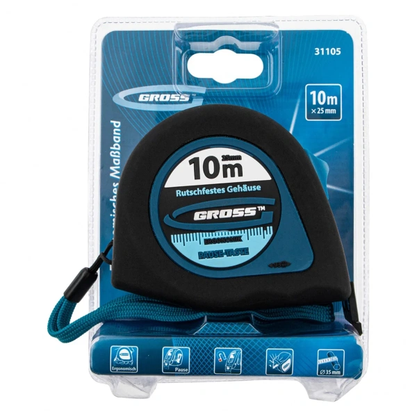 Рулетка GROSS ergonomisch 10х25