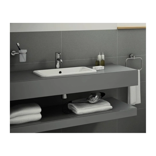 Раковина накладная Vitra S20 квадратная 45 cм, c переливом, цвет белый (5463B003-0001)