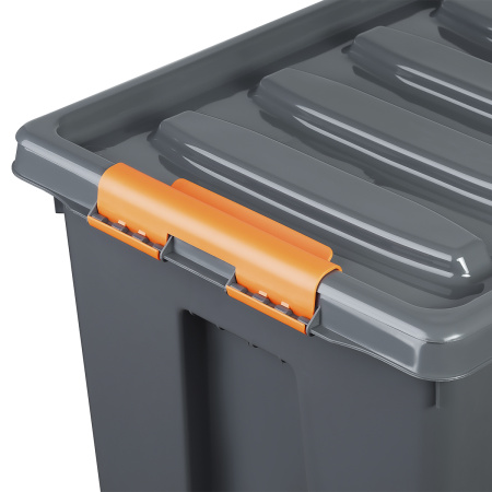 Ящик с крышкой на роликах Rox Box PRO 50л особопрочный, антрацитовый