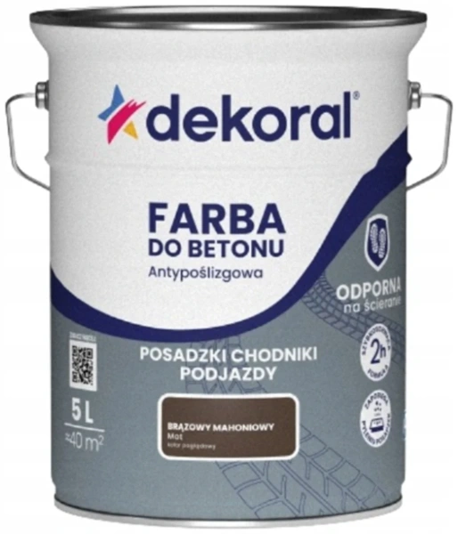 Dekoral Противоскольз. краска для бетонн.полов крас. дер. 5л