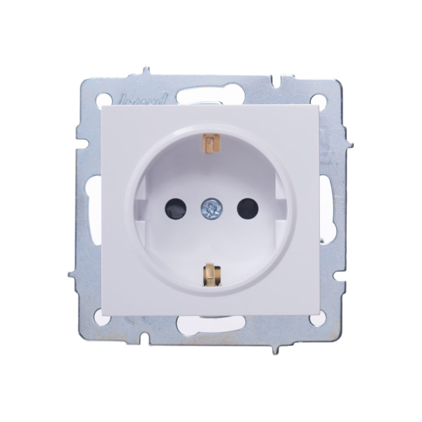 Розетка VESNA 742-0288-124B с защитой от детей бакалит белая (механизм)