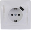 Розетка с USB белый с белой вставкой MIRA 701 0202 181