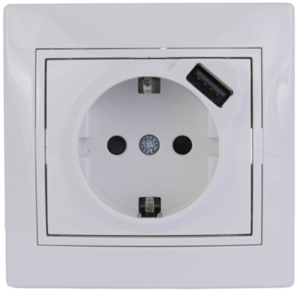 Розетка с USB белый с белой вставкой MIRA 701 0202 181