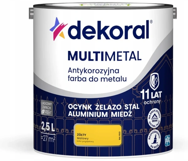 Dekoral краска антикорроз. для метMultimetal жёлтый 2,5л