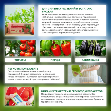 Почвобрикет БиоМастер Томат и перец, 10л