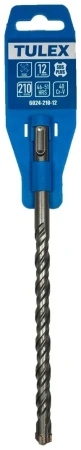 Бур по бетону TULEX 6024-210-12, 4 резца YG8C, 40 Cr-V, 46-51 HRS, хвостовик SDS-Plus, 210*12мм