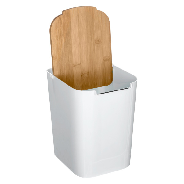 Контейнер для мусора 5Five 5л белый с бамбуковой крышкой 155924A