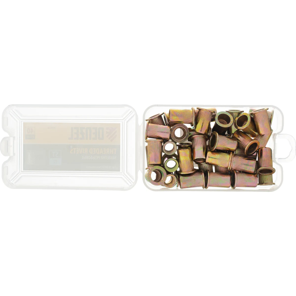 Заклепки резьбовые, стальные, оцинкованные, М8, пластиковый кейс, 40 шт.// Denzel