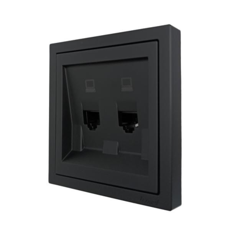 Розетка ZIMA 704 4288 141 компьютерная двойная черная матовая (механизм)