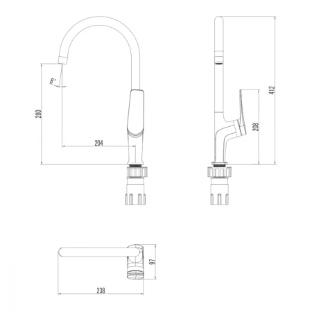 Смеситель д/к Lemark  LM3705BL  Bronx