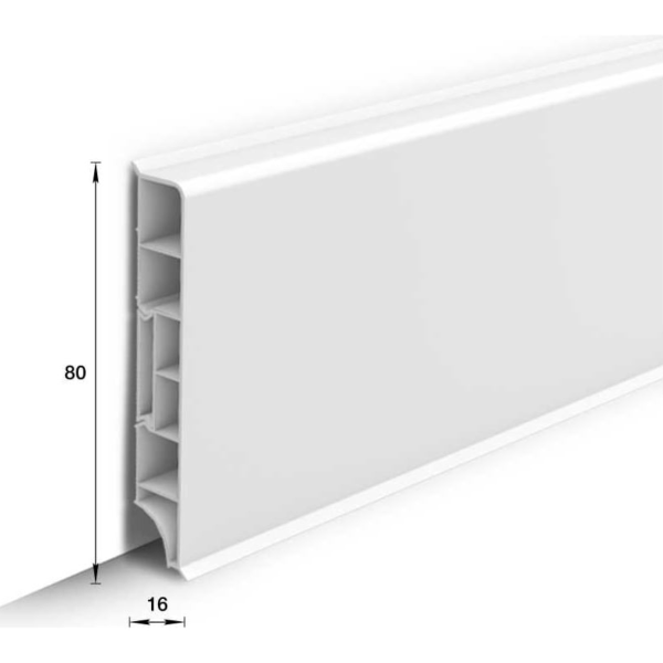 Плинтус напольный прямоугольный 80мм 2,2м "Идеал Дюра", 001 Белый