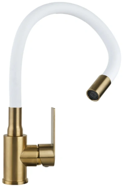 Смеситель д/к Aquadeus M12 Gold-White силиконовый гусак