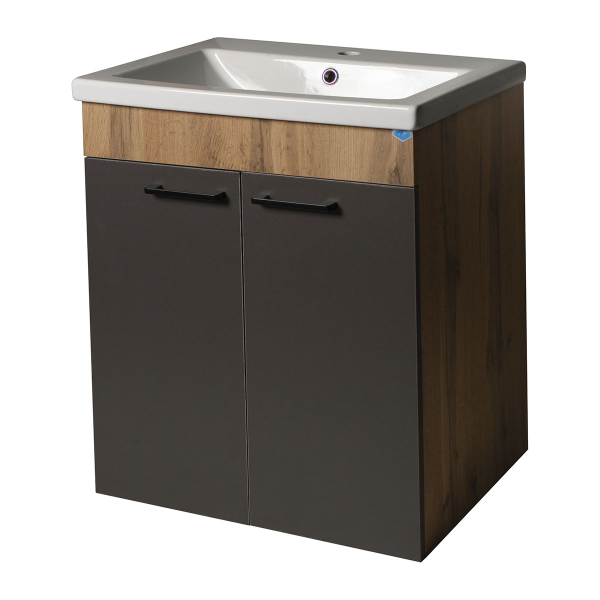 Тумба Neo Breeze 60, напольная, 2 двери, графит-дерево