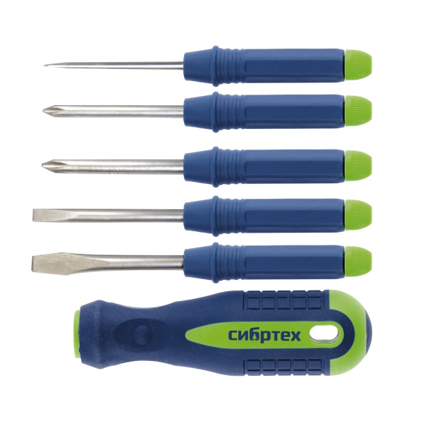Отвертка со сменными насадками, 5 шт.,  CrV// Сибртех