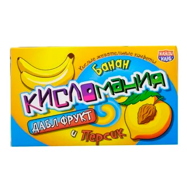 Конфеты жевательныеКисломания дабл фрукт банан-персик 14г CHW042
