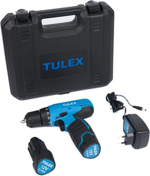 Дрель-шуруповерт TULEX TDL-12-2,2-х скор.,Li-Ion,рев.,20+1,БЗУ,10мм,0-350и0-1100об/мин,2А/ч,12В,кейс