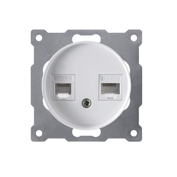 Розетка двойная антенна/компьютер TV/RJ45 кат^, цвет белый (серия Florence) арт.1E20811300