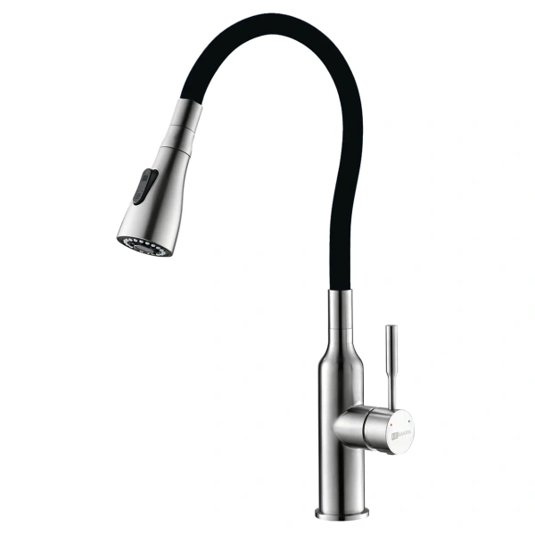 Смеситель д/к Lemark LM5082S-Black "EXPERT" с поворотным изливом, сталь