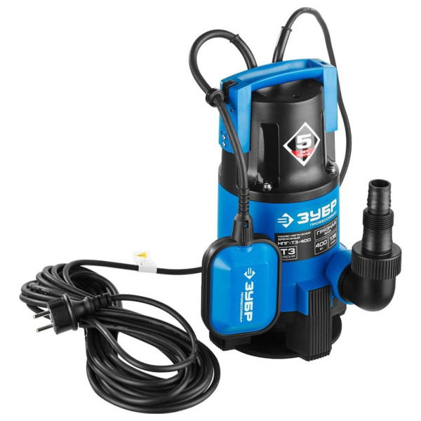 Насос дренажный для грязной воды, ЗУБР Профессионал НПГ-Т3-400, 400 Вт