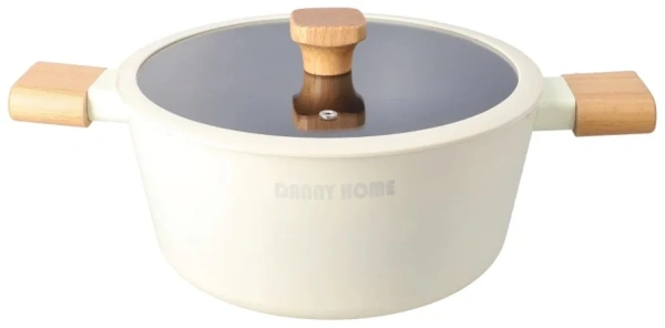 Кастрюля DH Nature 26х5 см айвори с деревянными ручками DHB0324