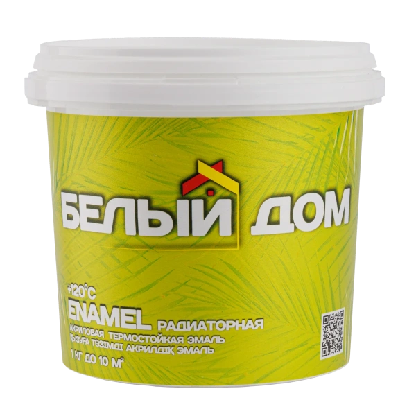 Эмаль акриловая термостойкая Белый Дом ENAMEL радиаторная 1 кг