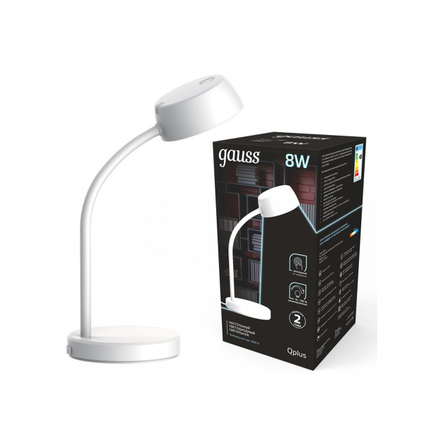 Светильник настольный Gauss Qplus модель GTL603 8W 600lm 4000K 170-265V белый диммируемый LED 1/8