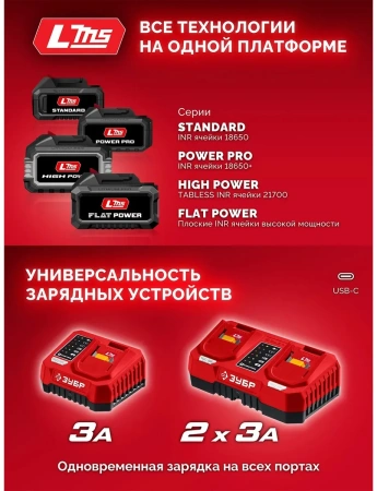 Аккумулятор ЗУБР, 20 В, 2.0 А·ч, LMS (АКБ-20-2)