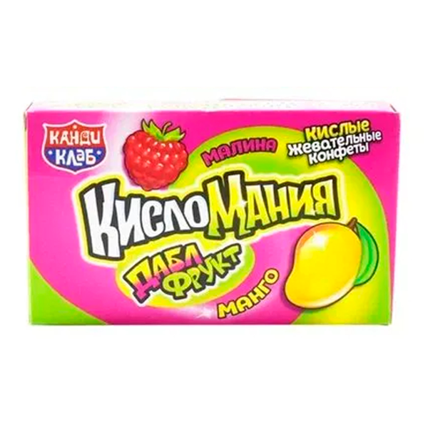 Конфеты жевательныеКисломания дабл фрукт малина-манго 14г CHW042-3
