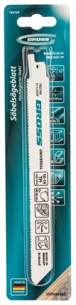 Полотна универсальные для сабельной пилы 4431 VP - S1122VF, 180 x 1,8-2,5 мм, 2 шт// Gross