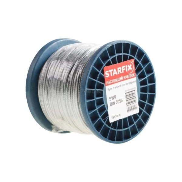 Трос стальной, оцинк. М8 DIN 3055 (бухта 100 м) STARFIX