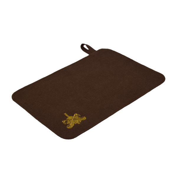 Коврик коричневый с вышитым логотипом "Банные Штучки", войлок 100%/20