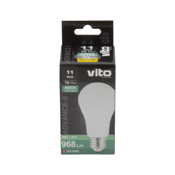 Лампа светодиодная VO/ADVANCE-X/A60/11W/SMD/E27/4000K/CBOX/LEDBULB/ 1517042