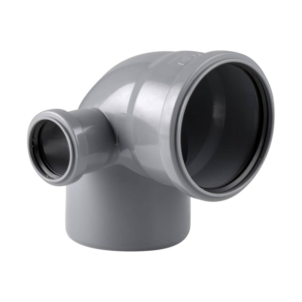 Отвод левый ВК ПП 110/50х87, серый,РТП